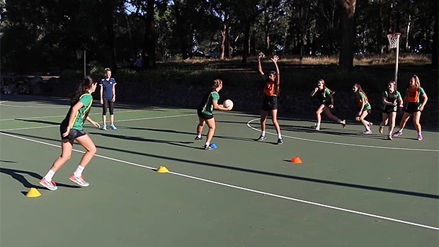 Wing attack goaler split netball coach coaching drill