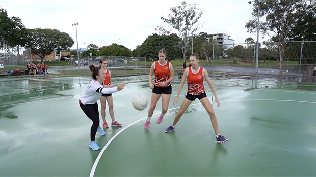 Caitlyn Nevins Firebirds bounce pass