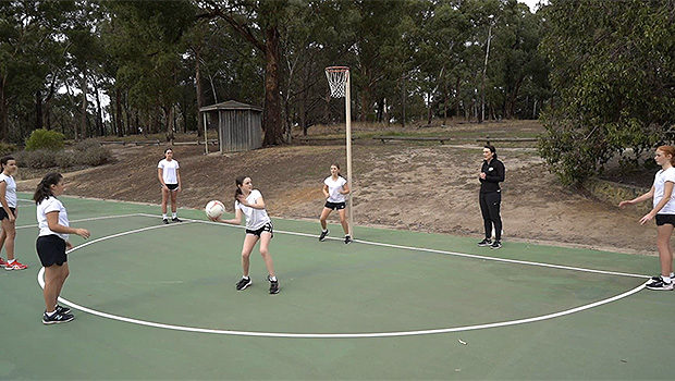 Netball drill goaler post and out
