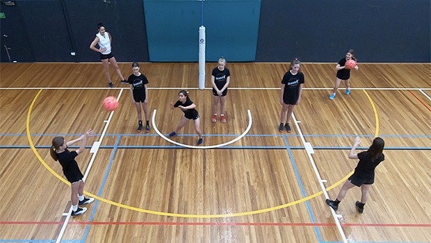 Sharni Layton double circle pair surprises netball drill