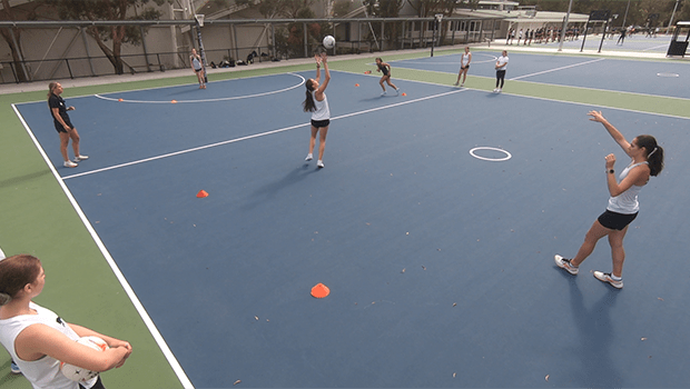 STAGGERED TRANSITION TIMING NETBALL DRILL